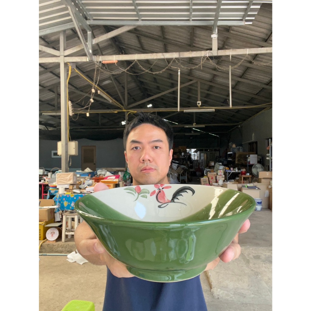 ชามตราไก่เขียวหยก 8 นิ้ว / ชามตราไก่ปากบาน / ถ้วยตราไก่ / Chicken Bowl 8" ออกใบกำกับภาษีได้ รหัส 41025_kz