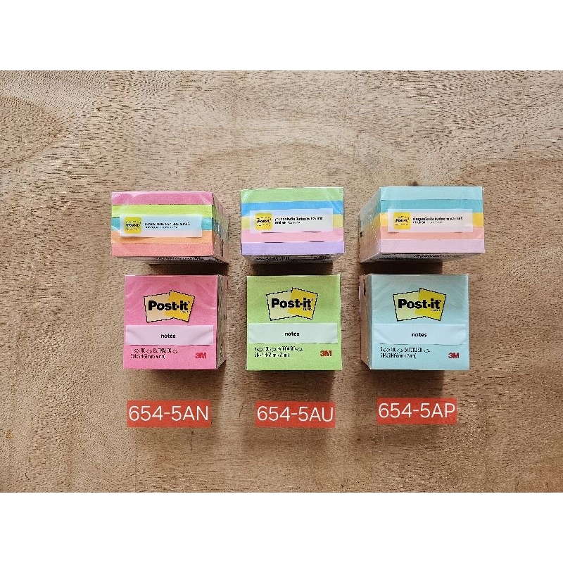 กระดาษ post-it 3M  3"×3" (แพ็ค 5 เล่ม) เบอร์ 654-5AN, 654-5AU, 654-5AP