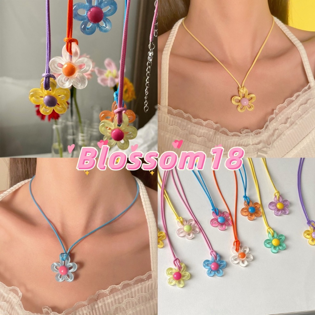 พร้อมส่งในไทย🌷 สร้อยคอโชคเกอร์ จี้ดอกไม้ หลากสี