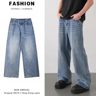 กางเกงยีนส์ขายาวชาย แต่งเฟด กางเกงยีนส์ชาย สไตล์วินเทจ ชาย Clothing Man ผู้ชาย ฟ้าเฟด ดำเฟด น้ำเงินเฟด