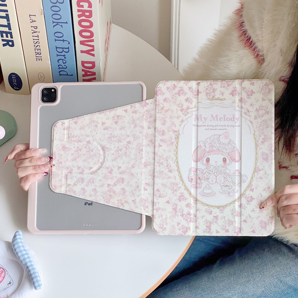 ✨พร้อมส่ง✨เคสiPadหมุน 360° Melody Gen11 Pro13 Air7/6 11 Air5/4 ดอกไม้ เคสไอแพด Gen6/5 Air3 Mini7/6