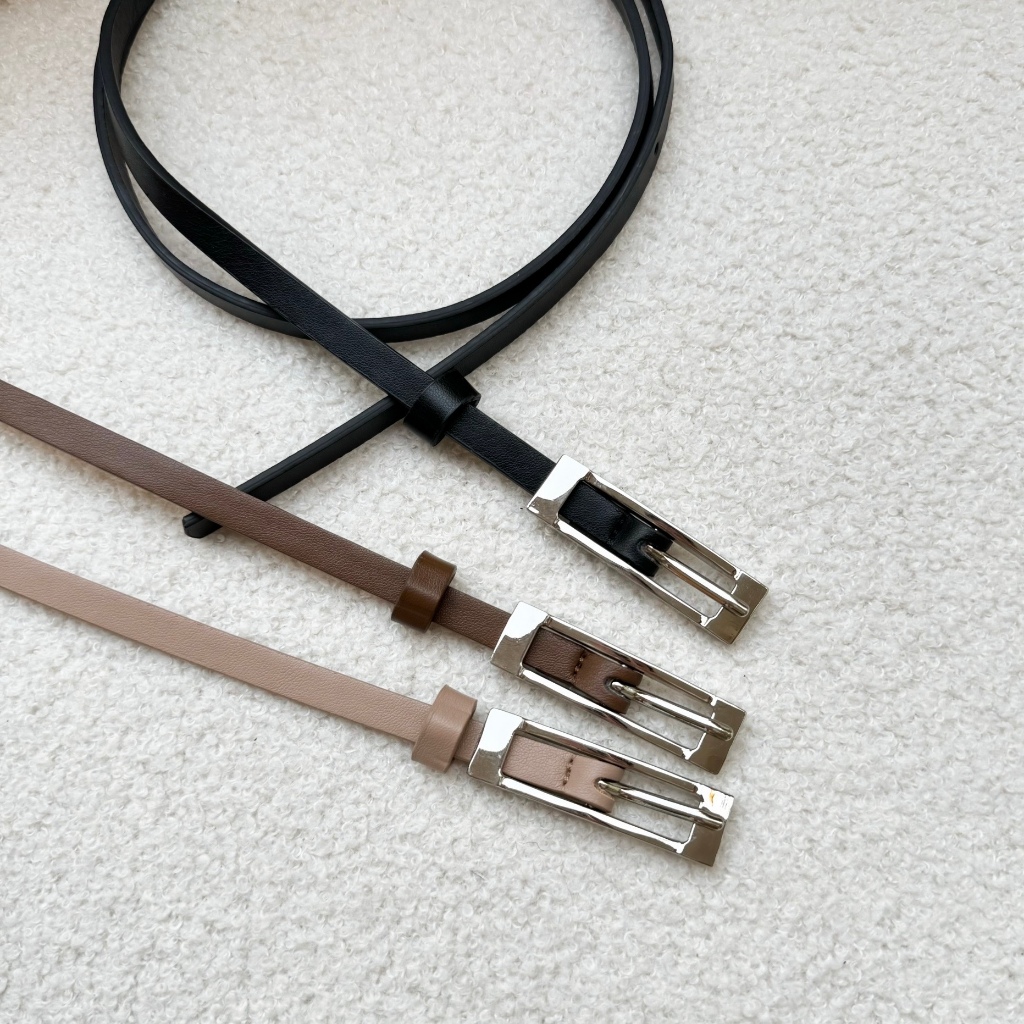 [พร้อมส่ง] WEAR.SOUL #BT133-Silver Buckle Leather Belt เข็มขัดผู้หญิง