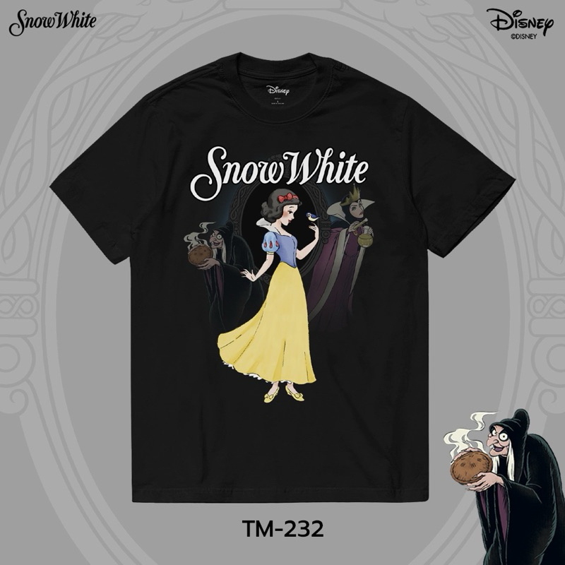 เสื้อยืดการ์ตูน "Snow White" ลิขสิทธิ์แท้ DISNEY (TM-232)ผ้าสีดำ