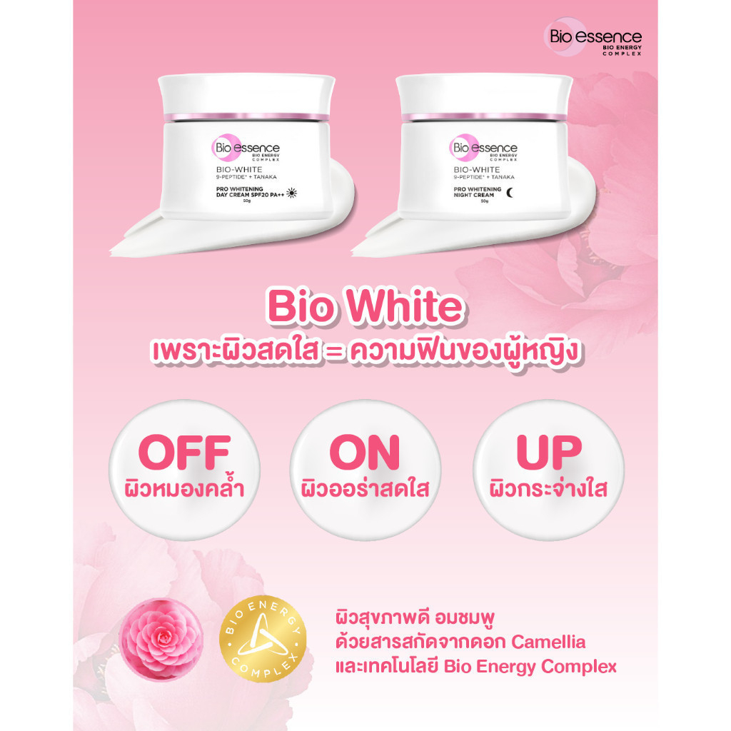[เซตคู่] เดย์ครีม&ไนท์ครีม กระจ่างใส X4 ใน 7 วัน Bio-essence Bio-White Pro Whitening Day Cream SPF20