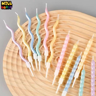 เทียนวันเกิดสีพาสเทลเคลือบมุก เทียนเกลียวพาสเทลสั้น มี3แบบ สวยแวววาว(พร้อมส่ง)