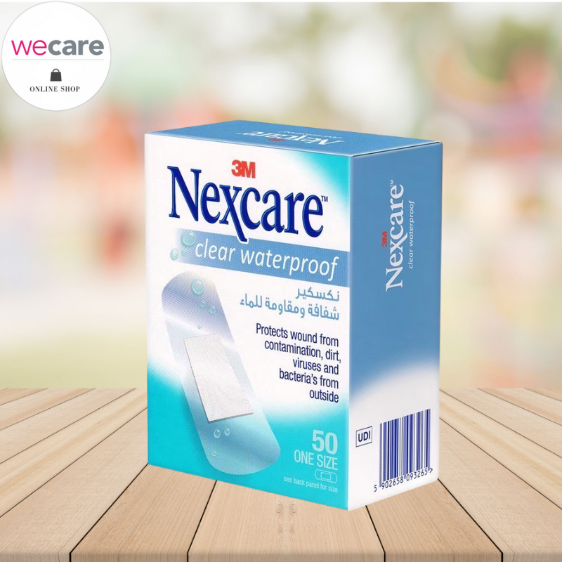 3M nexcare Clear Waterproof Bandages 50ชิ้น/กล่อง เน็กซ์แคร์ พลาสเตอร์ใส กันน้ำ