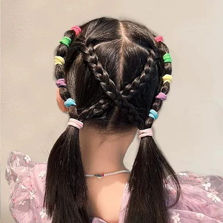 ที่คาดผมแบบไร้ตะเข็บสำหรับเด็กผู้หญิง 100 ชิ้น/แพ็ค ที่คาดผมแบบยืดหยุ่นสูงสำหรับเครื่องประดับผมหางม้าสำหรับเด็ก