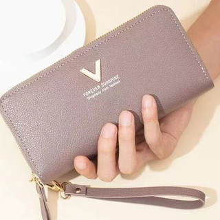 กระเป๋าสตางค์ใบยาว2ซิปโลโก้ Vกระเป๋าแฟชั่น กระเป๋าสำหรับผู้หญิง จุของได้เยอะ(GC-001)
