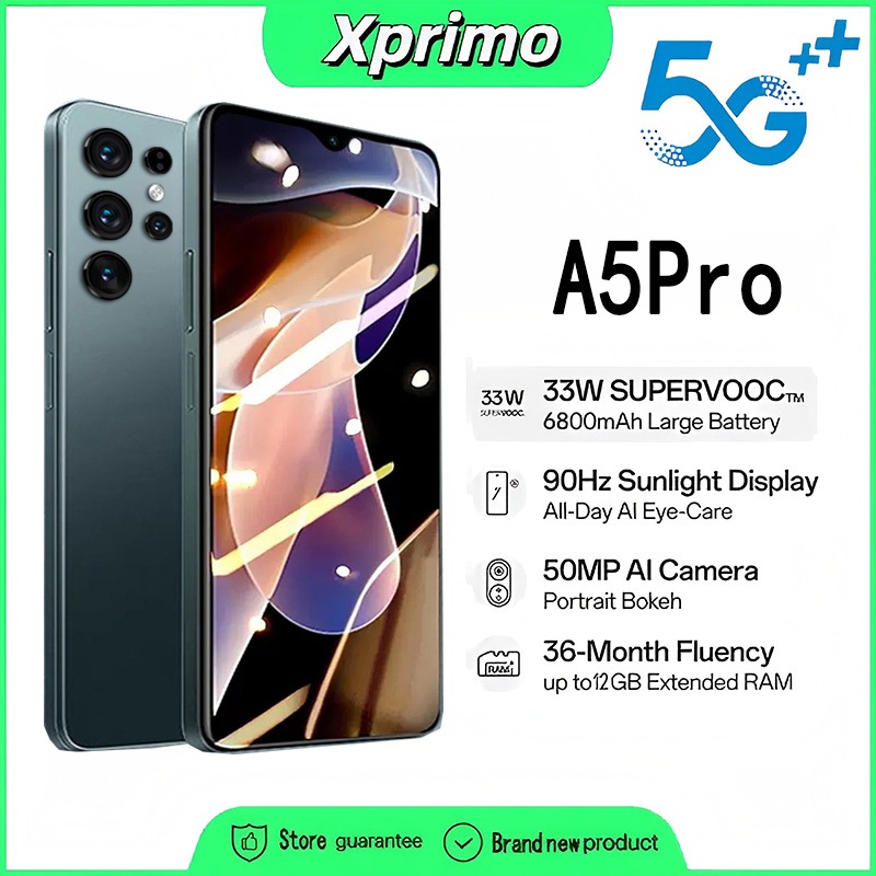 สมาร์ทโฟน A5 Pro 5G โทรศัพท์ Android หน้าจอ 6.7 นิ้ว 12GB+512GB 6800mAh รองรับ 2 ซิมการ์ด COD