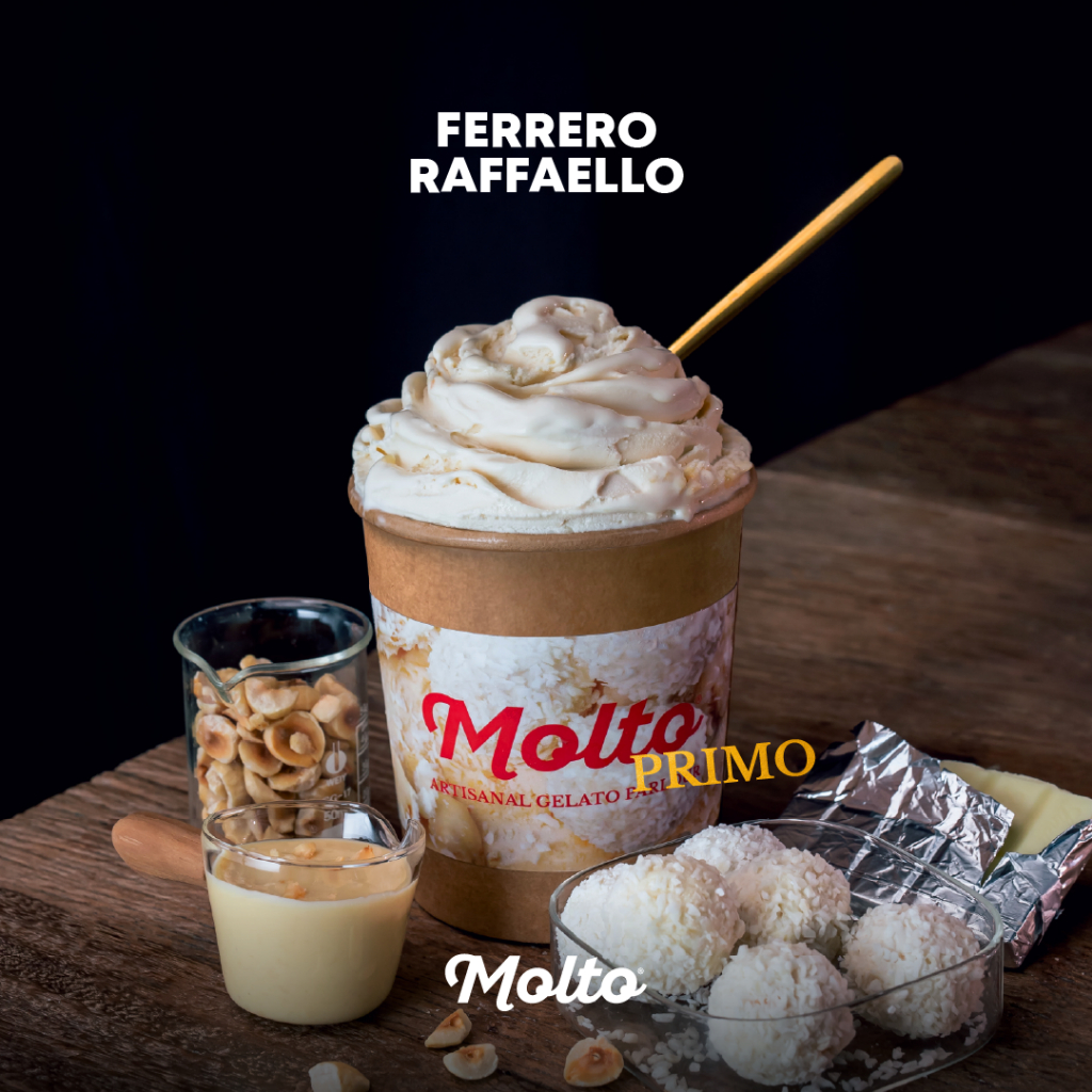 Molto ไอศกรีม รสเฟอร์เรโร ราฟฟาเอลโล 16 ออนซ์ - Molto Premium Gelato- Ice cream Ferrero Raffaello 16