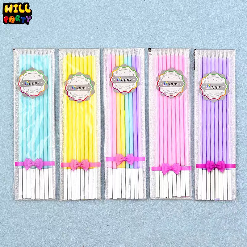 เทียนวันเกิดแบบตรง สีพาสเทล แท่งยาว ดินสอ 15CM