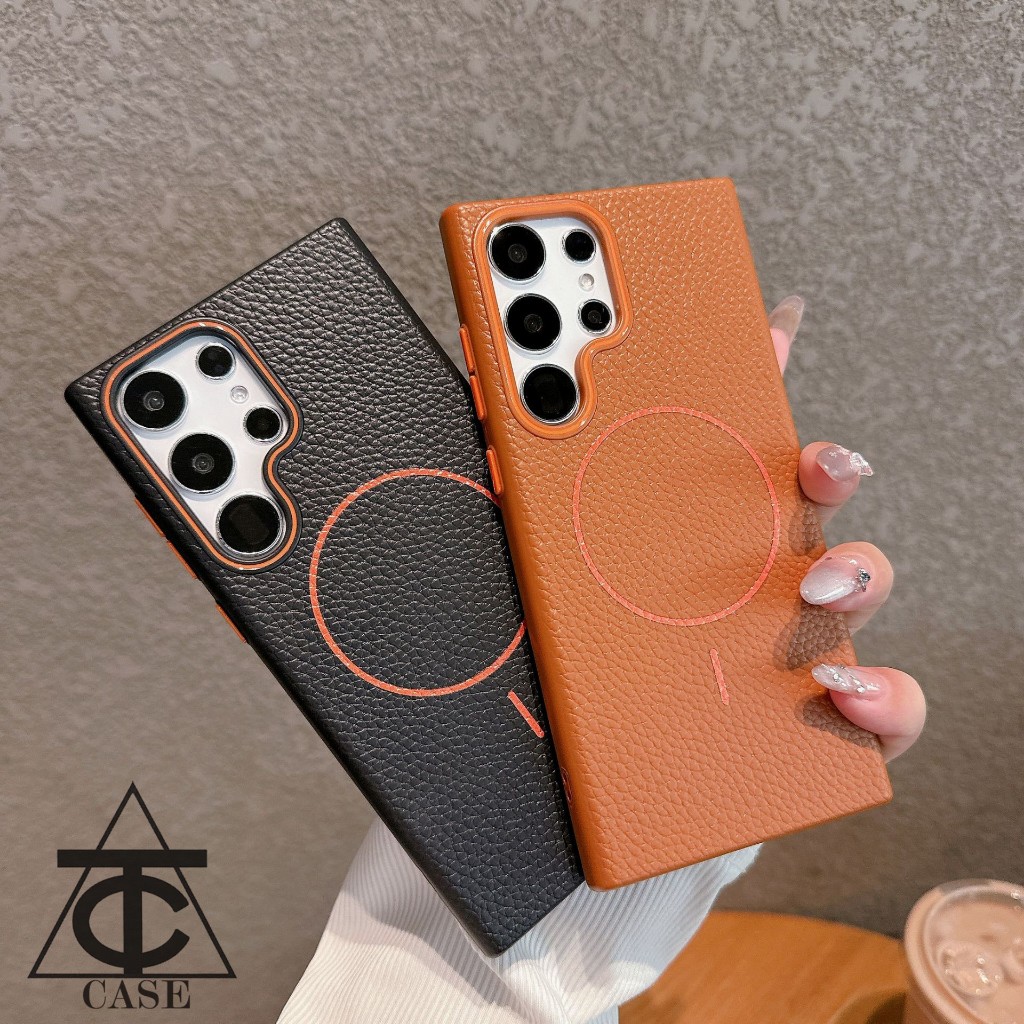 เคสโทรศัพท์ชาร์จแม่เหล็กแบบมีพื้นผิวสีตัดกันสำหรับ Samsung A05S A06 A56 A15 A16 A26 A35 A36 S23 S24 FE S22 S25 Ultra 5G