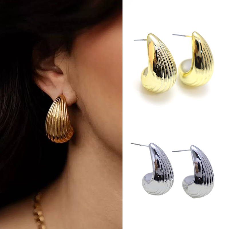 ต่างหูทอง earring ตุ้มหูห่วง รูปร่างหยดน้ำ ต่างหูห่วง หรูหรา jewelry accessories สําหรับผู้หญิง สําหรับผู้หญิง 92.5%เข็ม