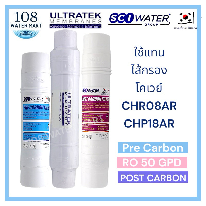 ชุดไส้กรอง 3 ชิ้น RO 80GPD FT Korea SCI water อาร์โอ ใช้แทนไส้กรอง Coway CHR08AR CHR03AR/L CHP18AR - รูปที่ 6