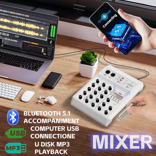 Audio mixer RE-405 สถานีปรับเสียงแบบพกพา mini บันทึก เวที ร้องเพลง built-in Bluetooth