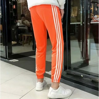 ส่งจากไทย🎯กางเกงวอร์มขาจั้ม ส้ม3แถบขาว ชาย/หญิง