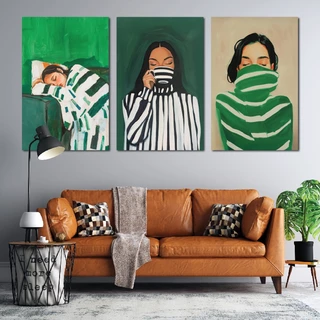 StriPes Girls-ภาพแต่งบ้านกรอบลอย ภาพพิมพ์แคนวาสขึงเฟรมไม้