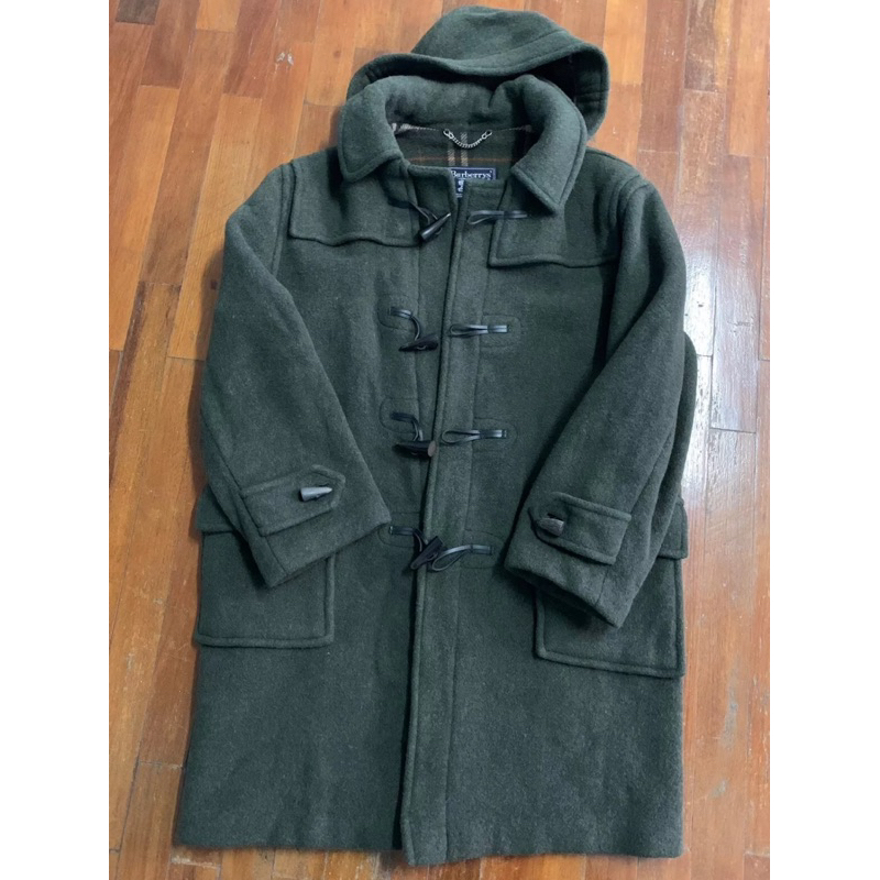 แท้! BURBERRY DUFFLE COAT เสื้อโค้ทผ้าวูล อุ่นสีเขียว