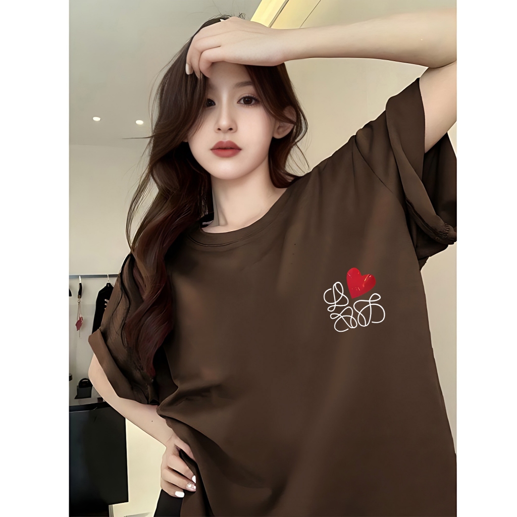 YOU-T💗เสื้อยืดไซส์ใหญ่ คุณภาพสูง ผ้าฝ้าย100% เสื้อคู่รัก ลาย "เส้น LOVE" สตรีทสไตล์ สวมใส่สบาย เสื้อเชิ้ตวินเทจ 🎗️