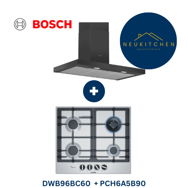 BOSCH ชุดเซ็ต เครื่องดูดควัน รุ่น DWB96BC60 + เตาแก๊ส รุ่น PCH6A5B90 (DWB96BC60+PCH6A5B90)