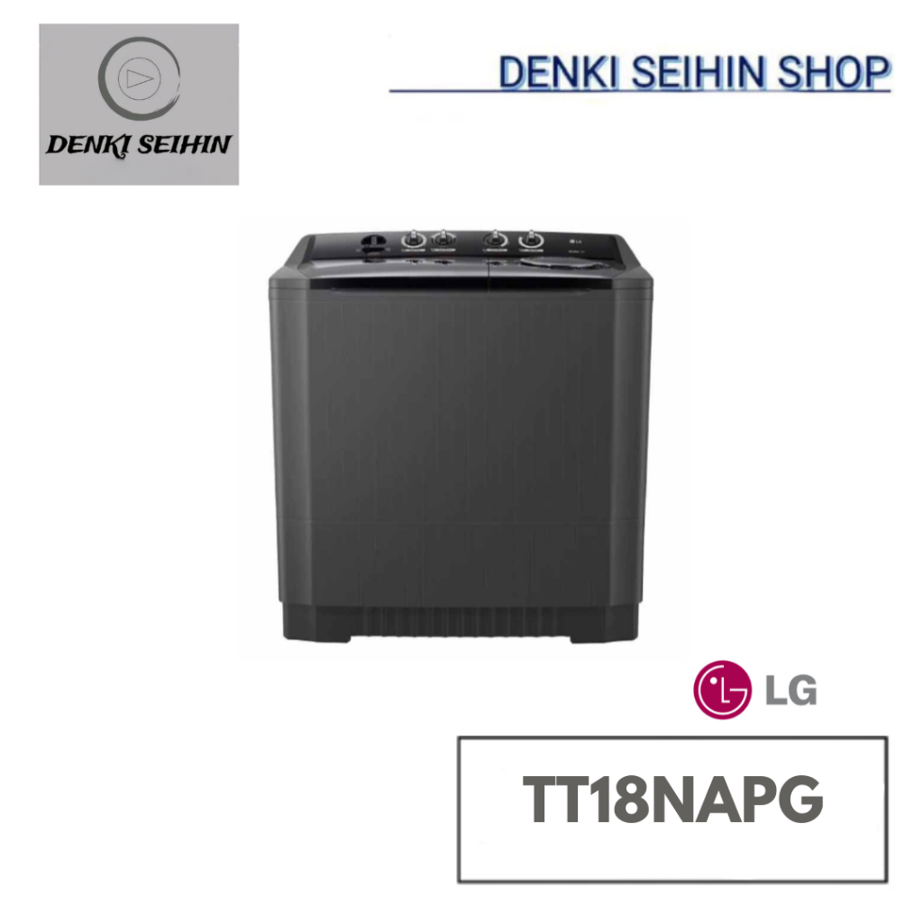 LG เครื่องซักผ้า 2ถัง 18kg สีดำ รุ่น TT18NAPG