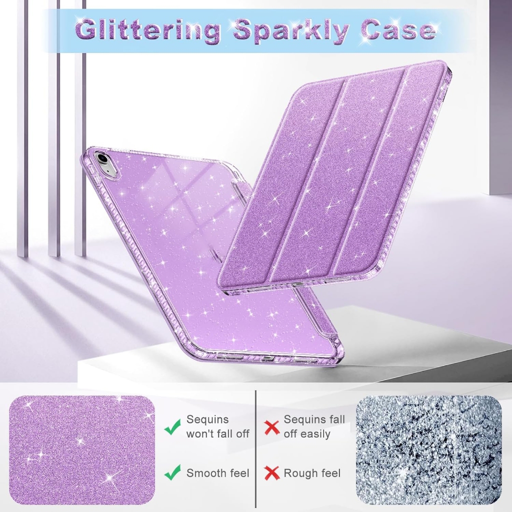เคสาสำหรับipadสีกันกระแทกแวววาวfor Air M2/M3 11นิ้วAir4/5 10.9/ A16gen11 2025 gen10พร้อมช่องใส่ปากกา - ภาพย่อย 4