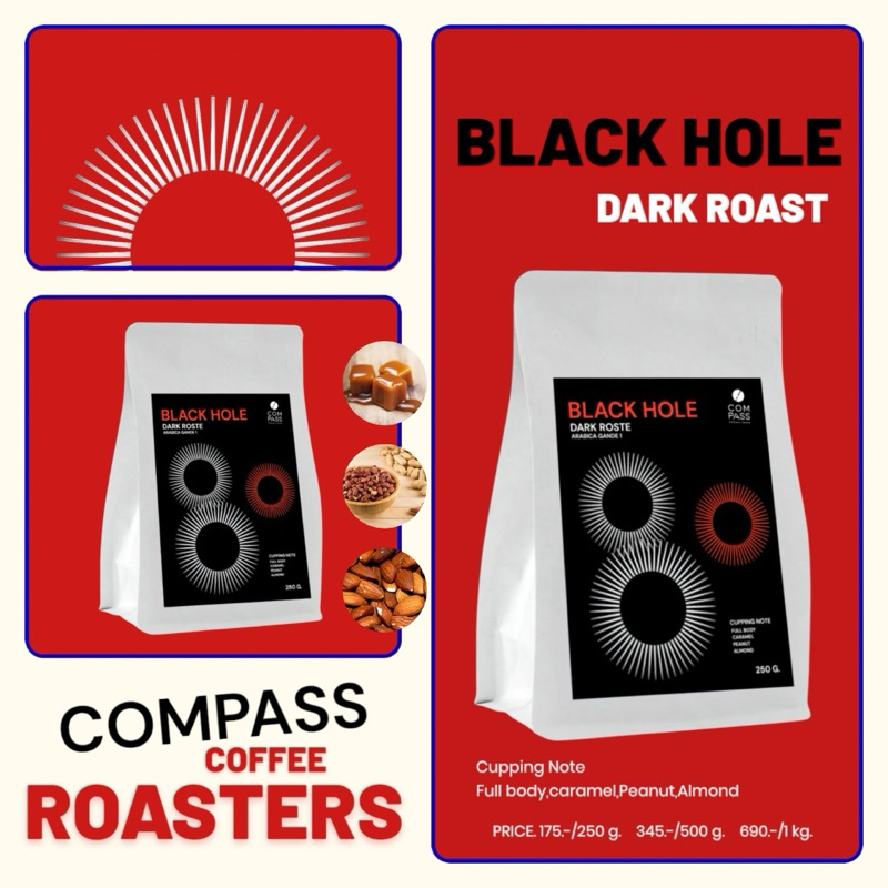 เมล็ดกาแฟคั่วเข้ม Black hole ลาวโบลาเวน (Dark Roast)Arabica 100%