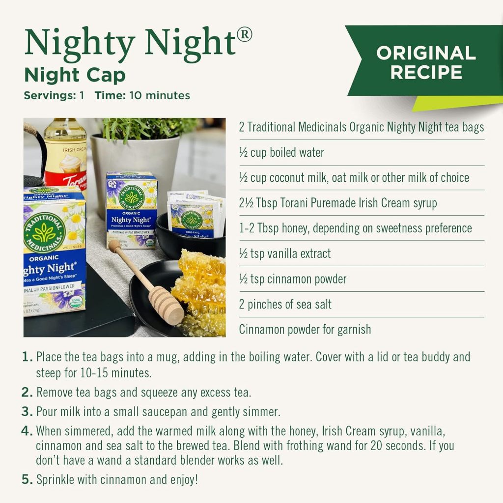 Traditional Medicinals Nighty Night Extra tea ชาส่งเสริมการนอนหลับสนิท ปราศจากคาเฟอีน บรรจุ 16 ถุง