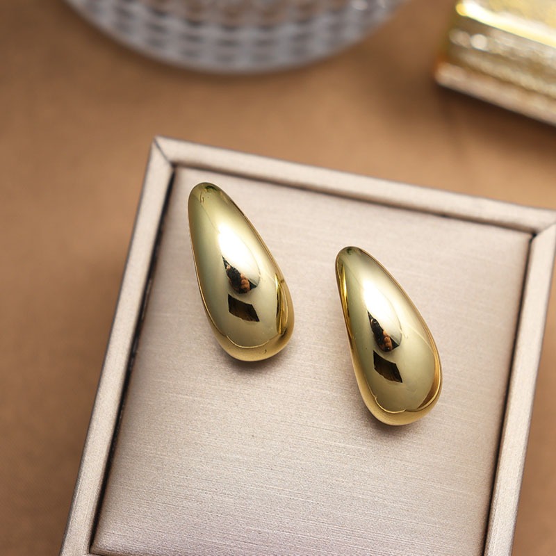 Hot ต่างหูทอง earring ตุ้มหูห่วง รูปร่างหยดน้ำ ต่างหูห่วง หรูหรา jewelry accessories เครื่องประดับแฟชั่น  92.5%เข็มเงิน - รูปที่ 2