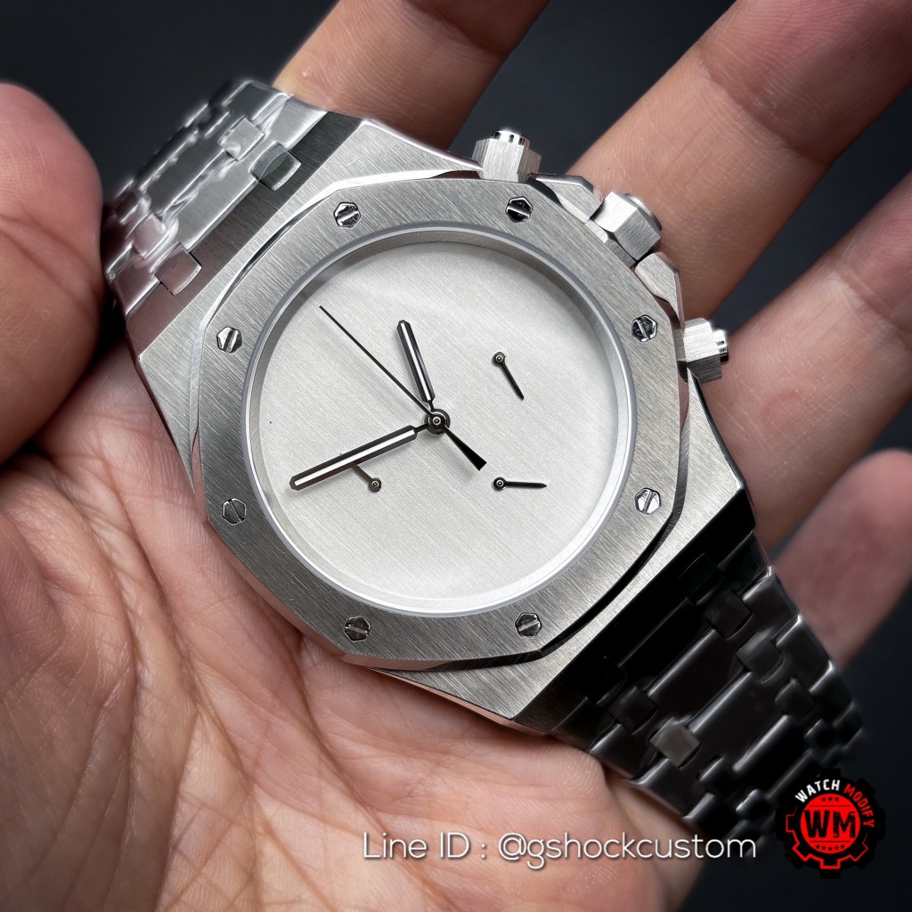 Custom Watch Silver โรยัลโอ๊ค Chronographทรง AP