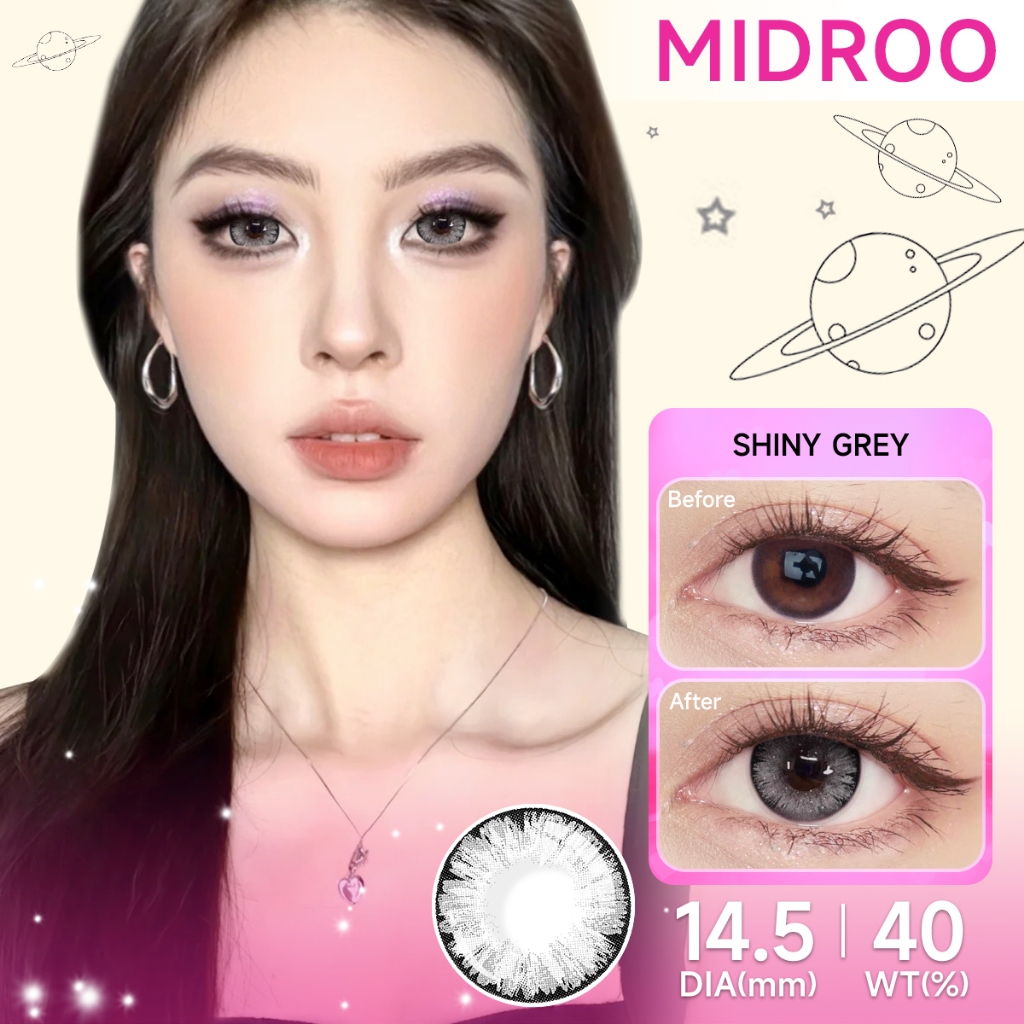 Midroo【COD】 14.5mm รุ่นแฟชั่นขายดี Shiny eye คอนแทคเลนส์รายเดือน Monthly Replace 1คู่