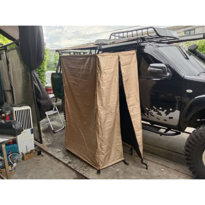 ห้องน้ำข้างรถ awning ห้องน้ำ แบบมีหลังคา