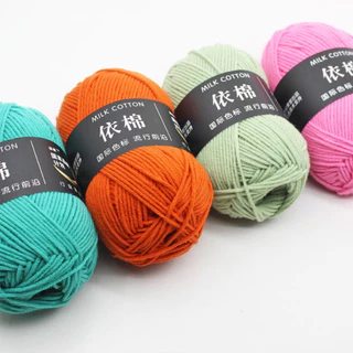 ไหมพรมคอตตอนนม 4ply milk cotton yarn น้ำหนัก50กรัม สีสวยครับ สบายและอ่อนนุ่ม พร้อมส่งจากไทย