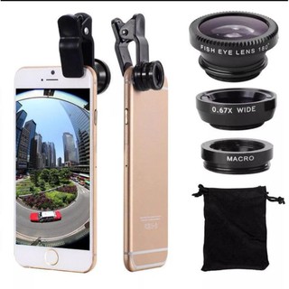 🔥ส่งจากไทย🔥ชุดเลนส์กล้องโทรศัพท์มือถือแบบมุมกว้าง Fisheye 3-in-1 อเนกประสงค์