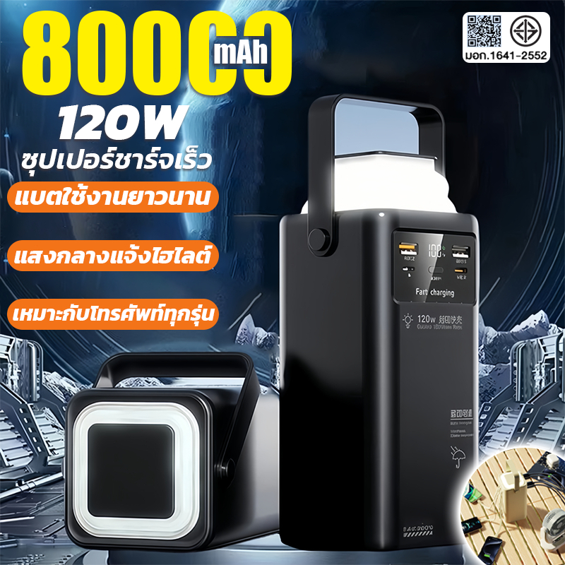 LiBRA Powerbank 80000mAh ชาร์จเร็ว22.5W fast charge จริง100% LED พาวเวอร์แบงค์ พร้อมสาย 4 เอาต์พุต 3