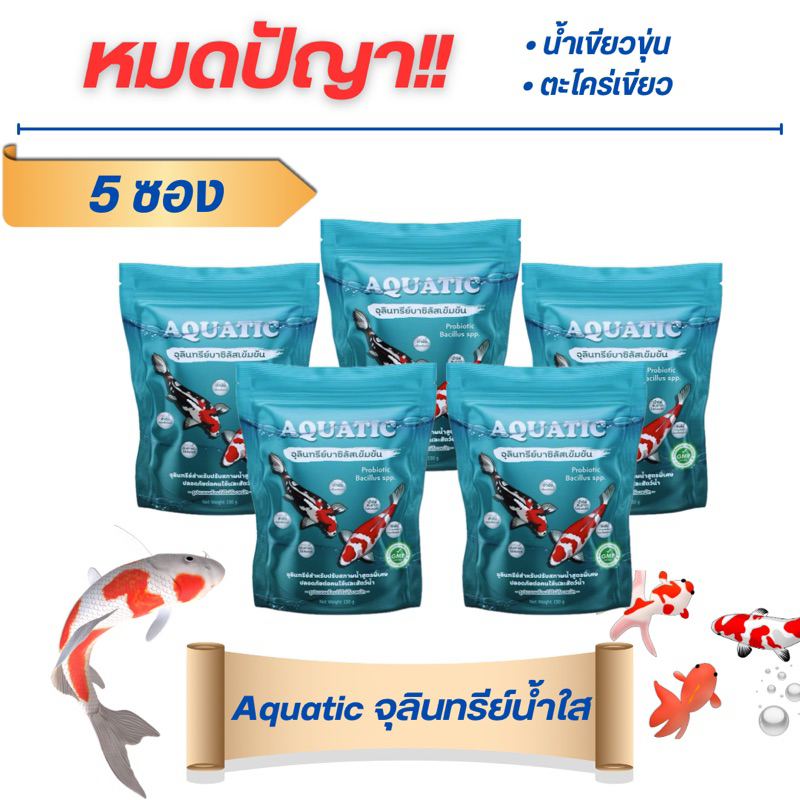 จุลินทรีย์น้ำใส Aquatic(5 ซอง) บ่อปลา ตู้ปลา ช่วยกำจัดตะกอนช่วยย่อยสลายของเสียในน้ำ ลดปัญหาน้ำเขียว