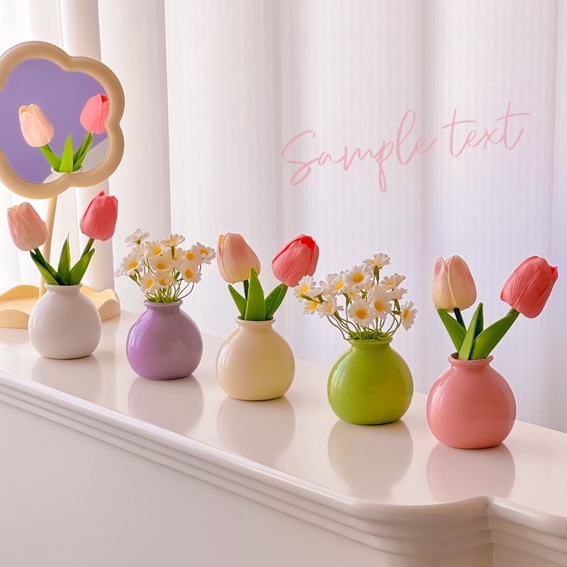 แจกันเซรามิค แจกันน่ารัก  มินิลอน จัดดอกไม้ แต่งห้องถ่ายรูปสวย