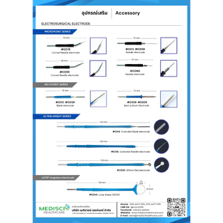 หัวจี้ผ่าตัด Electrosurgical Electrode อุปกรณ์เครื่องจี้ห้ามเลือดและตัดเนื้อเยื่อด้วยไฟฟ้า Surtron