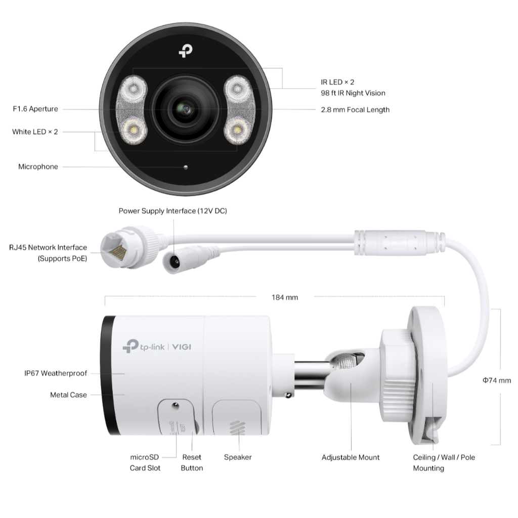 TP-Link InSight S345 (4mm)(2.8mm) กล้องวงจรปิด 4MP กันน้ำกันฝุ่น IP67 ใช้งานภายนอก ภาพสี 24 ชั่วโมง -3 Yers
