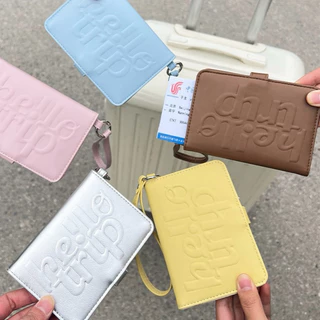 [พร้อมส่งในไทย] Passport Holder - ปกพาสปอร์ต hello trip สไตล์มินิมอล พร้อมสายคล้อง