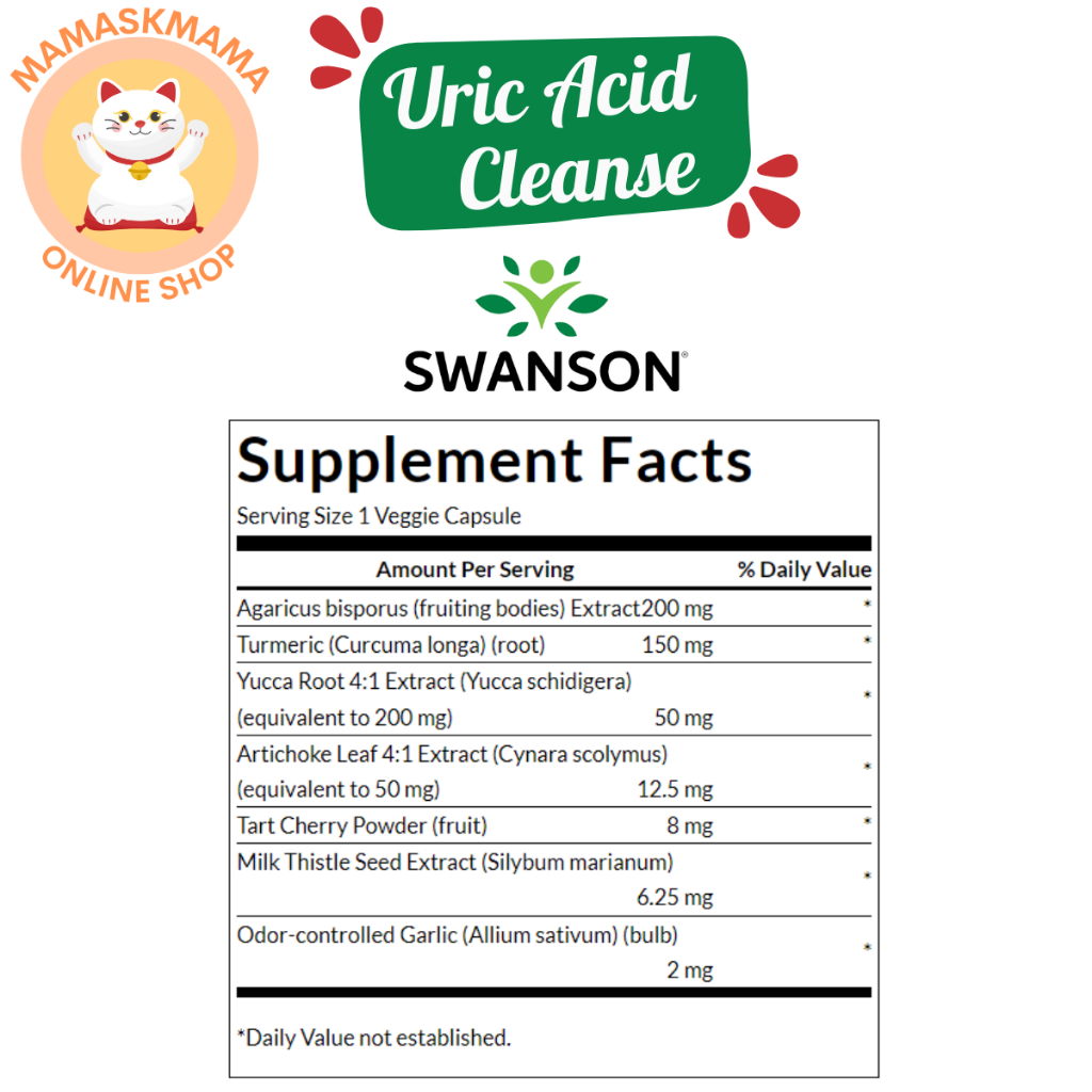 Uric Acid Cleanse, 60 Veggie Capsules ลดยูริก สินค้า พร้อมส่ง EXP 10/2027