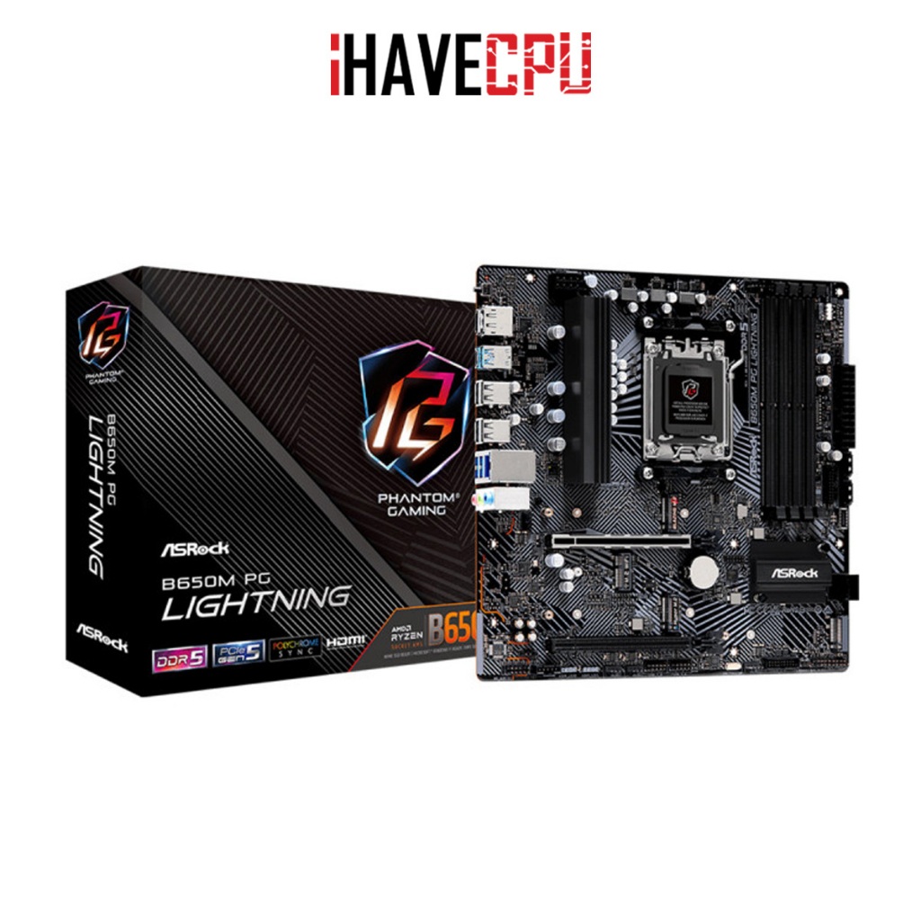iHAVECPU MAINBOARD (เมนบอร์ด)(AM5) ASROCK B650M PG LIGHTNING DDR5
