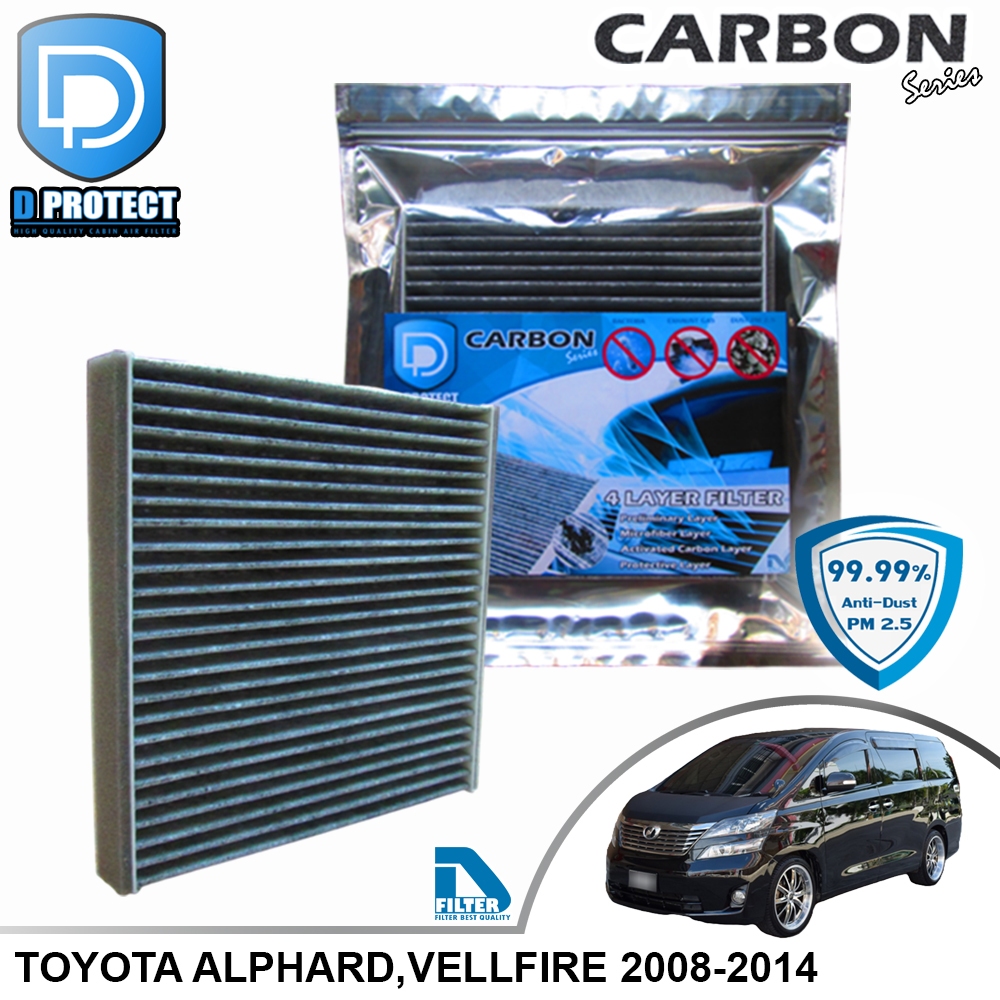 กรองแอร์ Toyota โตโยต้า Alphard,Vellfire 2008-2014 คาร์บอน (Carbon Series) By D Filter (ไส้กรองแอร์) RB041N-TY4-CARBON