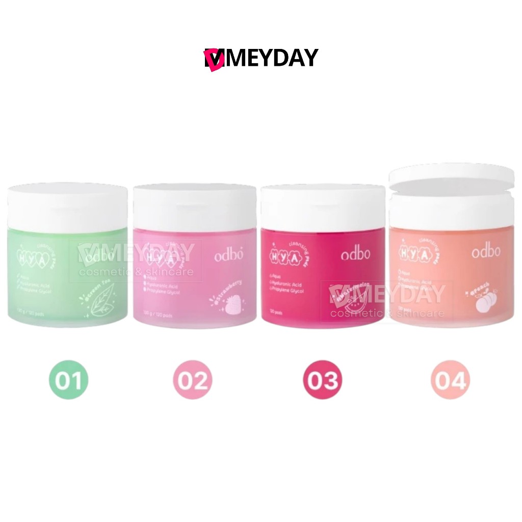(ODR03) odbo HYA 2 in 1 CLEANSING PADS โอดีบีโอ คลีนซิ่งแพด เช็ดผิวสะอาดใสในแผ่นเดียว บรรจุ 120 แผ่น