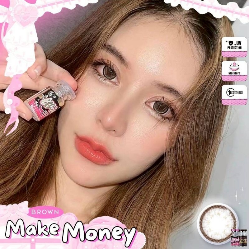 คอนแทคเลนส์ รุ่น Make Money / Money มีสี เทา/ตาล Gray/Brown มีค่าสายตา (0.00)-(-6.50) รายเดือน
