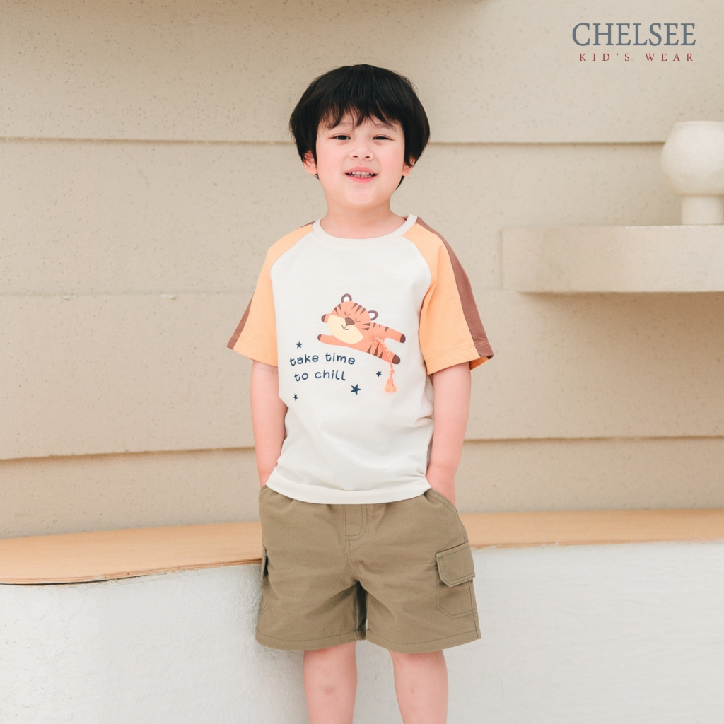 Chelsee เสื้อยืดคอกลม แขนสั้น ลายเสือ Tiger ผ้า 100%Cotton เด็กผู้ชาย อายุ 1.5-10 ปี เสื้อผ้าเด็กโต รุ่น 128145