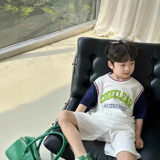 ชุดลำลองเด็ก เสื้อยืดแขนสั้นและกางเกงขาสั้น คุณภาพดี ใส่เที่ยวใส่ออกกำลังกายได้หมด #16802