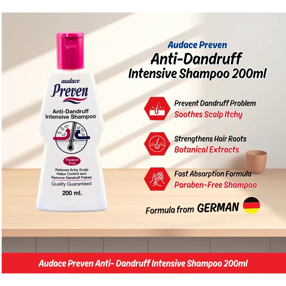 AUDACE Preven Anti-Dandruff Intensive Shampoo 200ml Itchy Scalp Dandruff