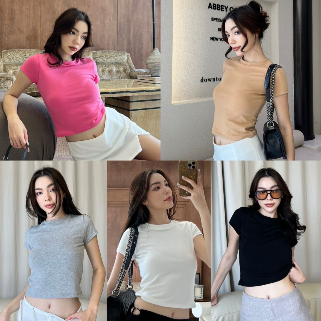 baby tee - เสื้อครอปเบบี้ที เอวลอย 5 สี
