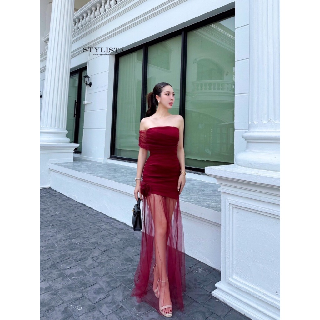 STYLISTA เดรสสีแดงปาดไหล่-RED(*สอบถามสต๊อกก่อนกดสั่งน๊า) - รูปที่ 5